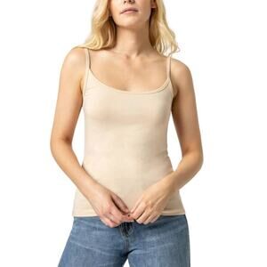 Lilla P Pima Cotton Camisole Layering Tank in Nude L Basics Minimalist SoftGirl